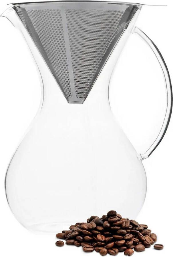 Migros Pour Over Koffiepot Koffiezetter Koffie Opgietkan Glas Rvs 600Ml