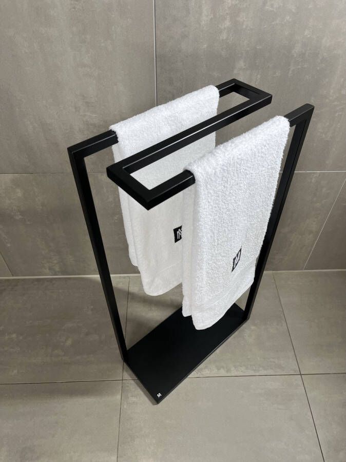 Mijn Design Huis Handdoekrek Vrijstaand handdoekenrek -Trendy badkamerrek -badkameraccessoires zwart