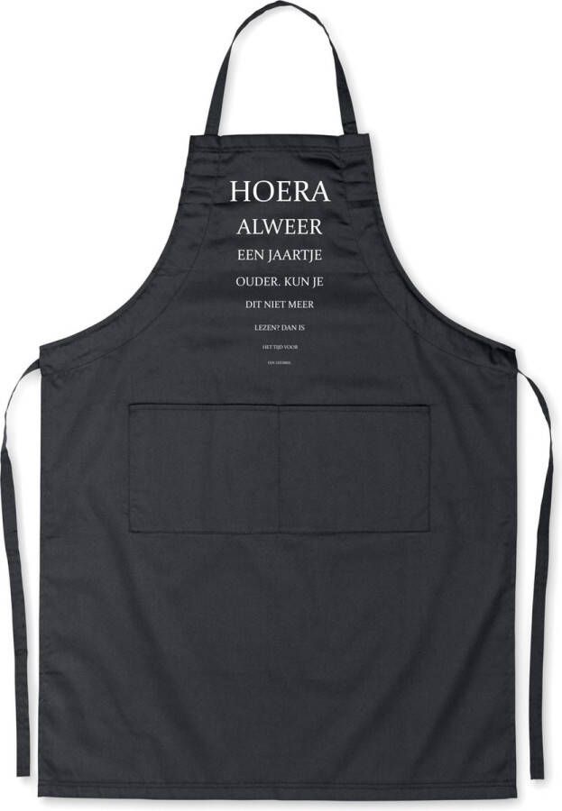 Mijncadeautje kitchenware Mijncadeautje Schort Jaartje ouder Leesbril opdruk wit exclusieve keuken- en barbecueschort rood