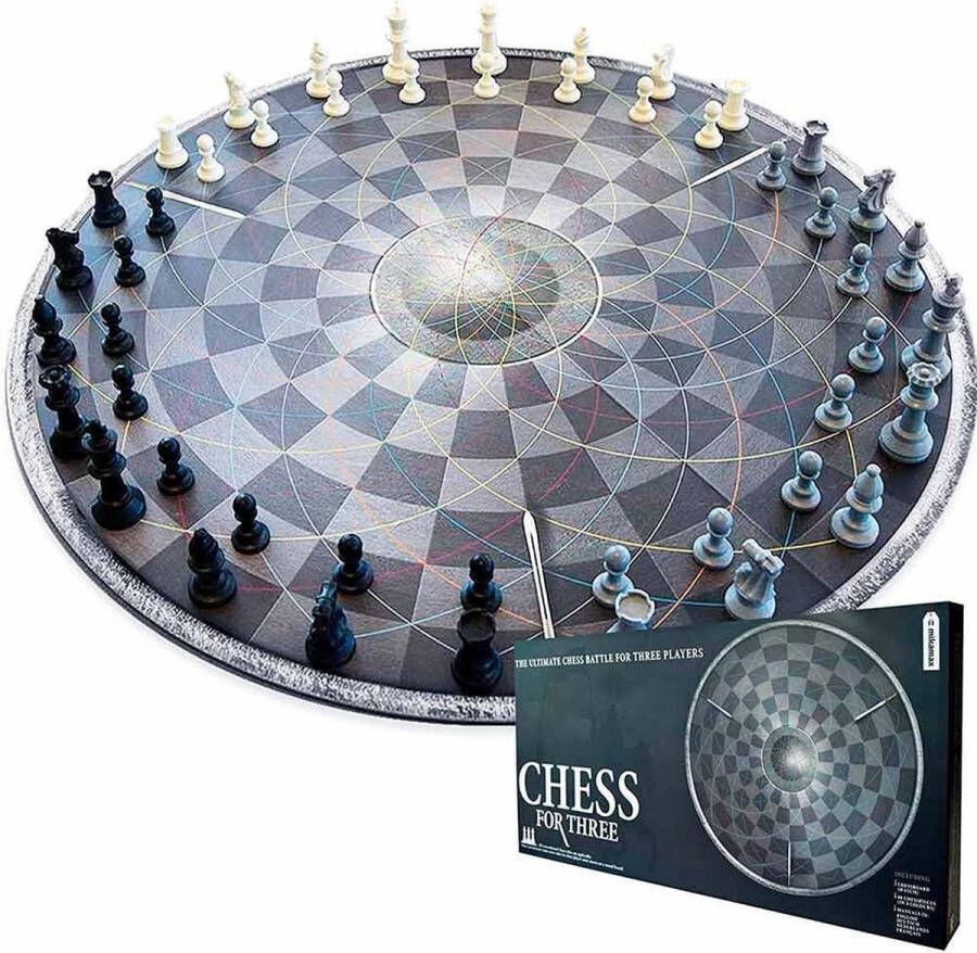 MikaMax Chess for Three Schaakbord XL voor 3 Personen Schaakspel Bordspel 3 Persoons Schaakbord ø 55CM