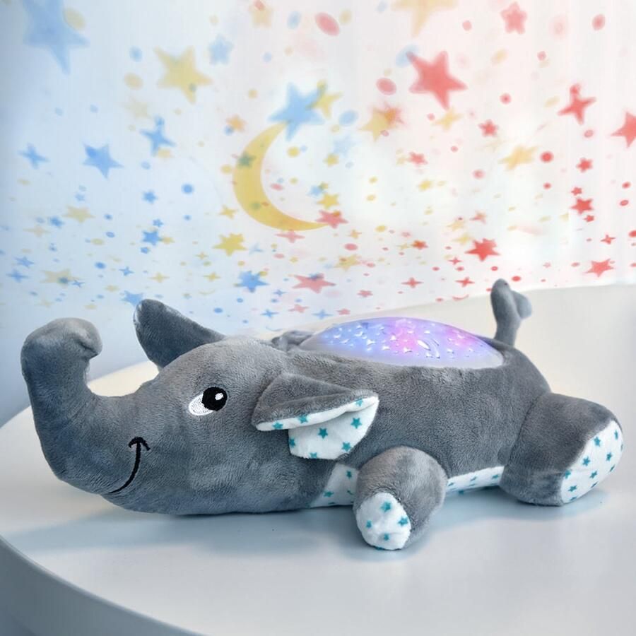MikaMax Stars Elephant Ster Olifant Projector Rustgevende sterrenhemel met 13 liedjes 30 x 21 x 11 cm Kalmerende Nachtlamp voor baby's Projector Baby Sterren Projector