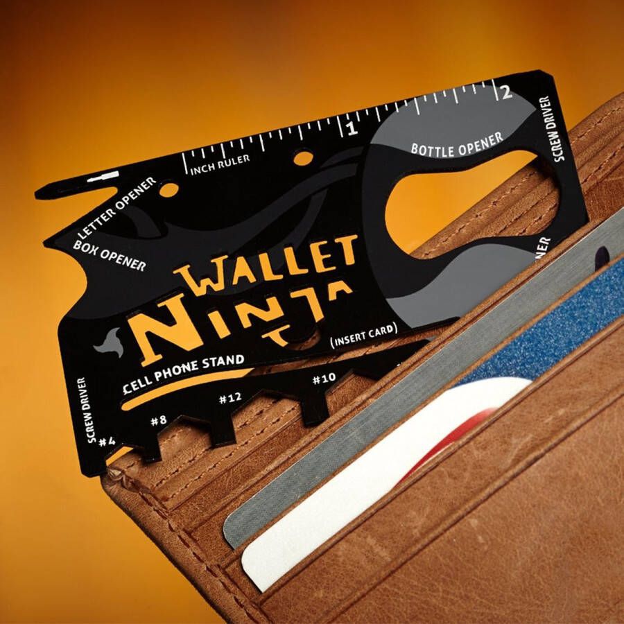 MikaMax Ninja Wallet Multitool Creditcard Bruikbaar voor 18 Verschillende Tools Past in je Portemonnee Multitool Kaart