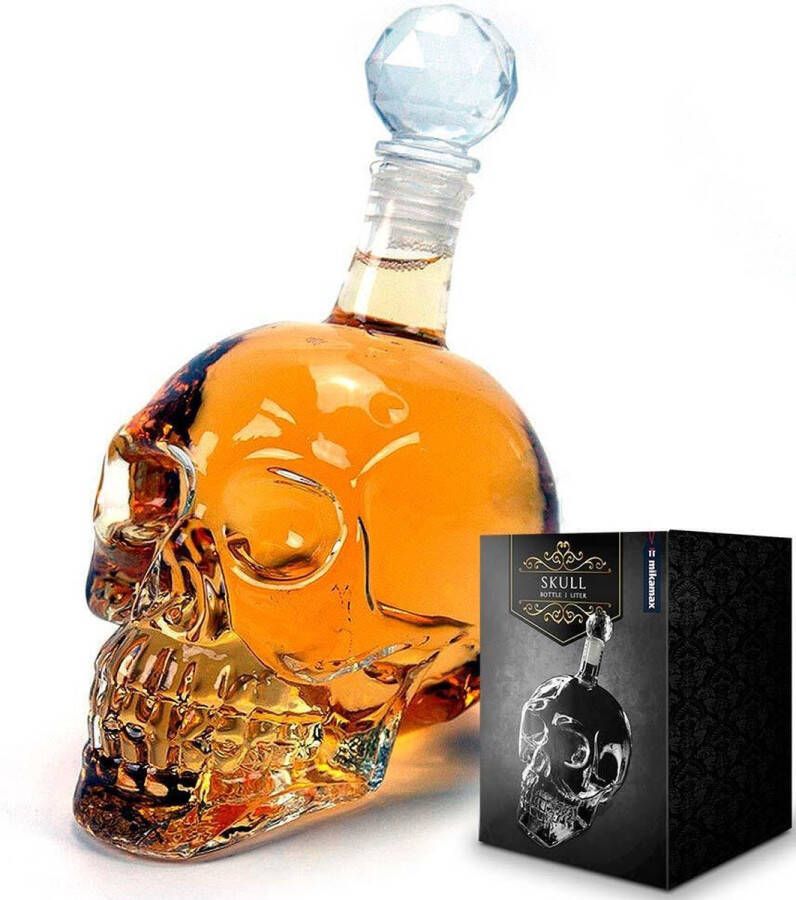 MikaMax Skull bottle 1 Liter Schedel Whiskey Karaf Whiskey Decanter Groen Zwart