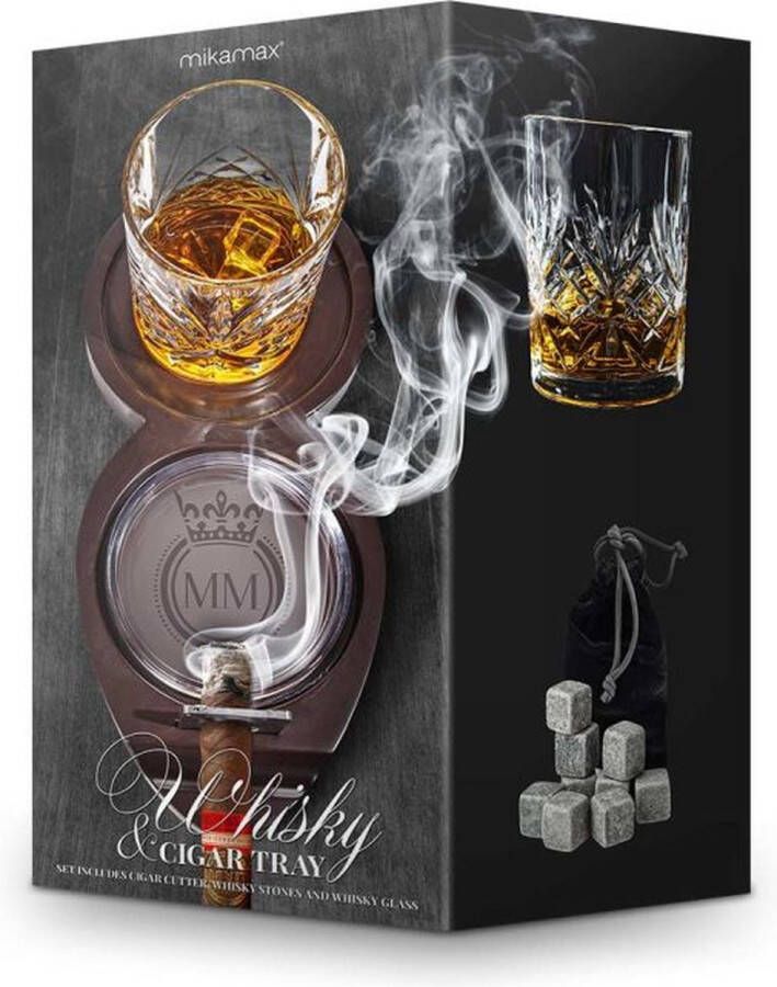 MikaMax Whiskey & Sigaarhouder Stijlvolle houder Whiskey & Cigar Tray