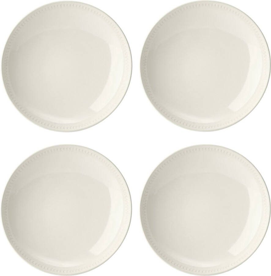 Mikasa Cranborne 4-delige pastakommen servies voor 4 set van 4 crèmekleurige aardewerken pastakommen 24 cm grote eetkommen magnetron- en vaatwasmachinebestendig