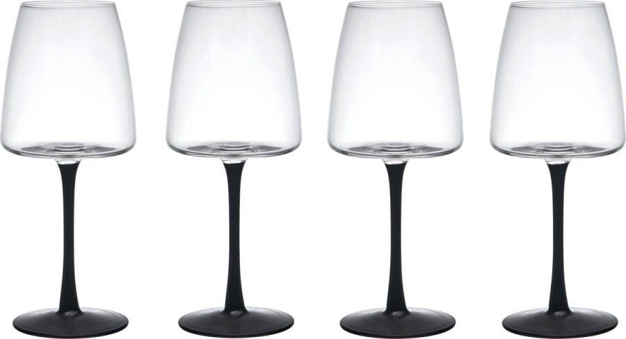 Mikasa Palermo Crystal Witte Wijnglazen set van 4 400 ml witte wijnglazen met zwarte stelen 100% loodvrij kristal geschenkverpakking & vaatwasmachinebestendig