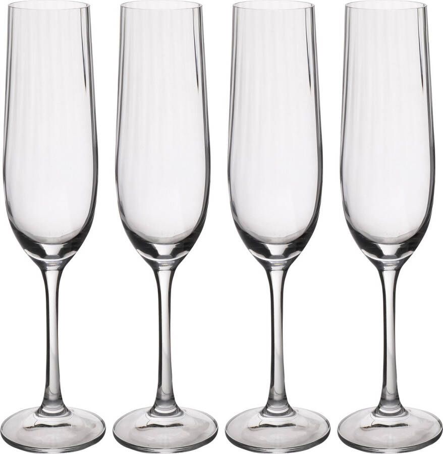 Mikasa Treviso Crystal Flute Glazen 190ml Set van 4 Loodvrije Champagneglazen met Golvend Effect voor Feestjes
