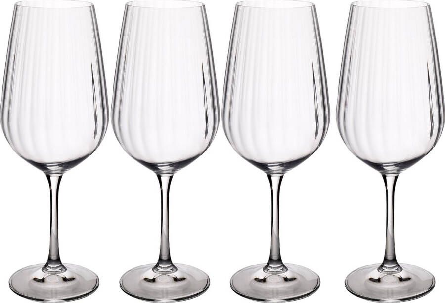 Mikasa Treviso Crystal Rode Wijnglazen 600ml Set van 4 Loodvrije Heldere Fijne Glazen met Golvend Effect voor Feestelijkheden