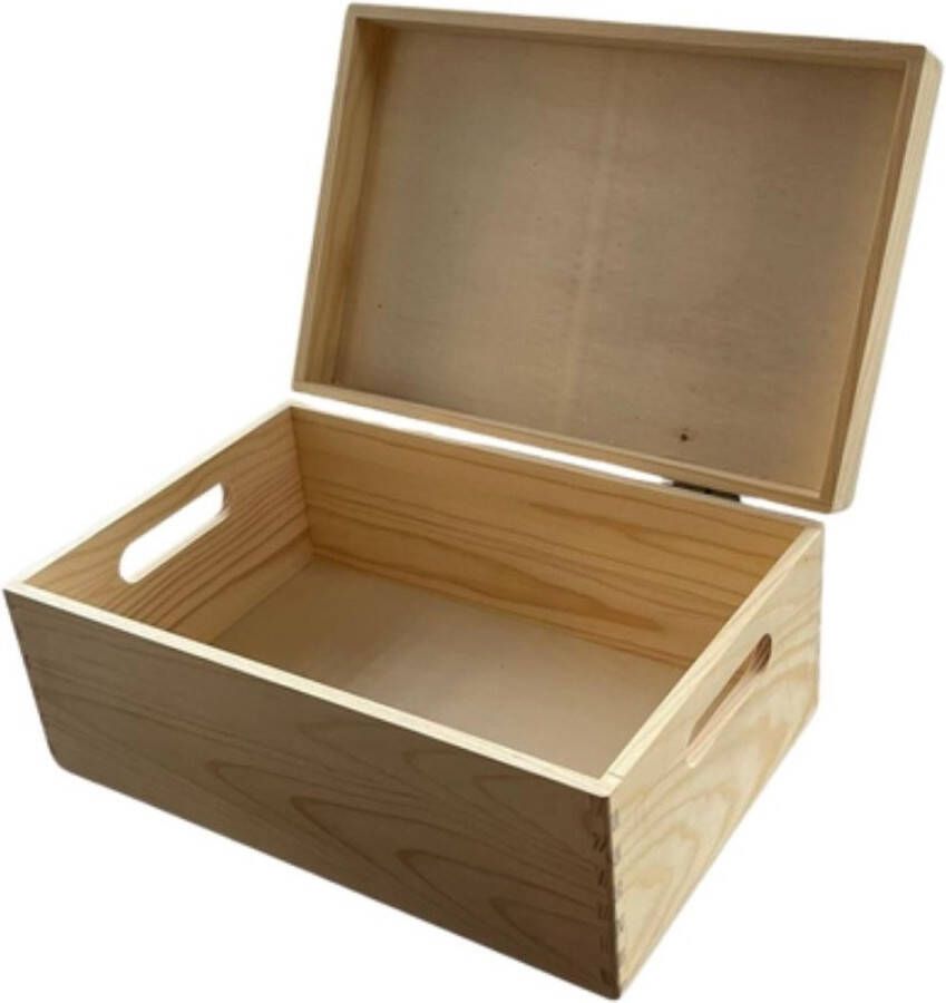 Mikki Joan Houten kist houten kist met deksel 30x20x14cm houten opbergkist speelgoedkist handvatten documenten speelgoed herinneringenbox herinneringenkist houten box Top kwaliteit