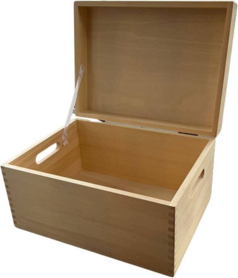 Mikki Joan Houten kist houten kist met deksel 40x30x23cm houten opbergkist speelgoedkist handvatten documenten speelgoed herinneringsbox herinneringenkist houten box