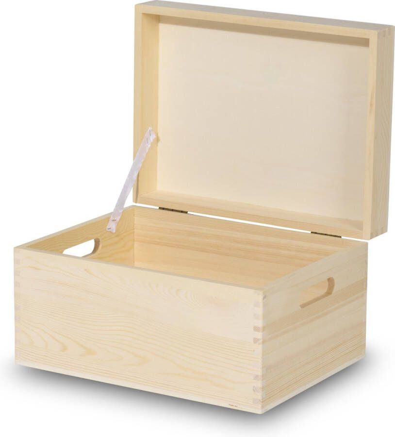 Mikki Joan Houten kist houten kist met deksel + - 40x30x23cm houten opbergkist speelgoedkist handvatten documenten speelgoed herinneringsbox herinneringenkist houten box