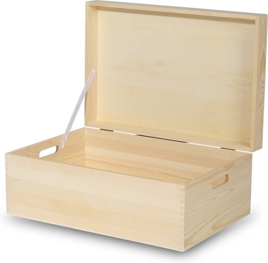 Mikki Joan Houten kist houten kist met deksel 60x40x24cm XXXL houten opbergkist speelgoedkist handvatten documenten speelgoed herinneringenbox herinneringenkist houten box Top kwaliteit