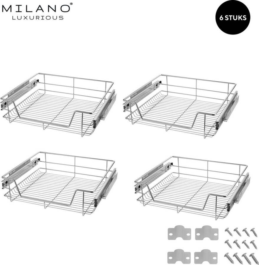 Milano Luxurious Schuiflades keukenkast – Lade Organizer – Draadmanden – Opberger Opbergsysteem – 60 cm – 6 stuks