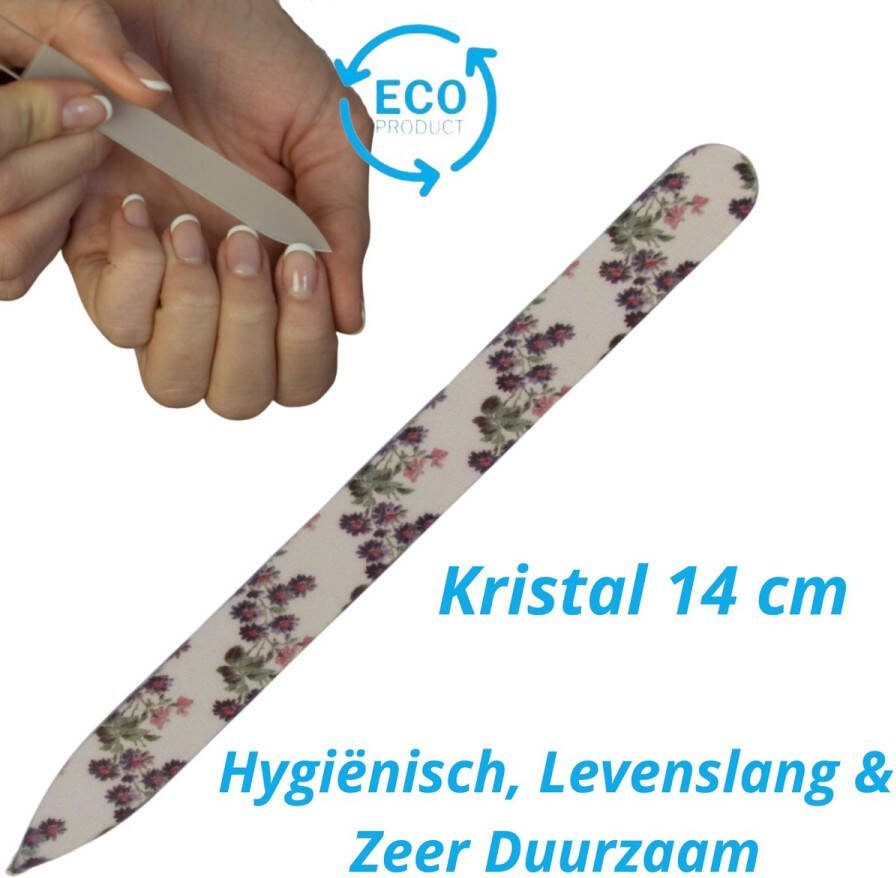 Milano Professionele Kristal Glasvijl Nagelvijl Bloemetjes Nagels Glass Nailfile enkelzijdig 760