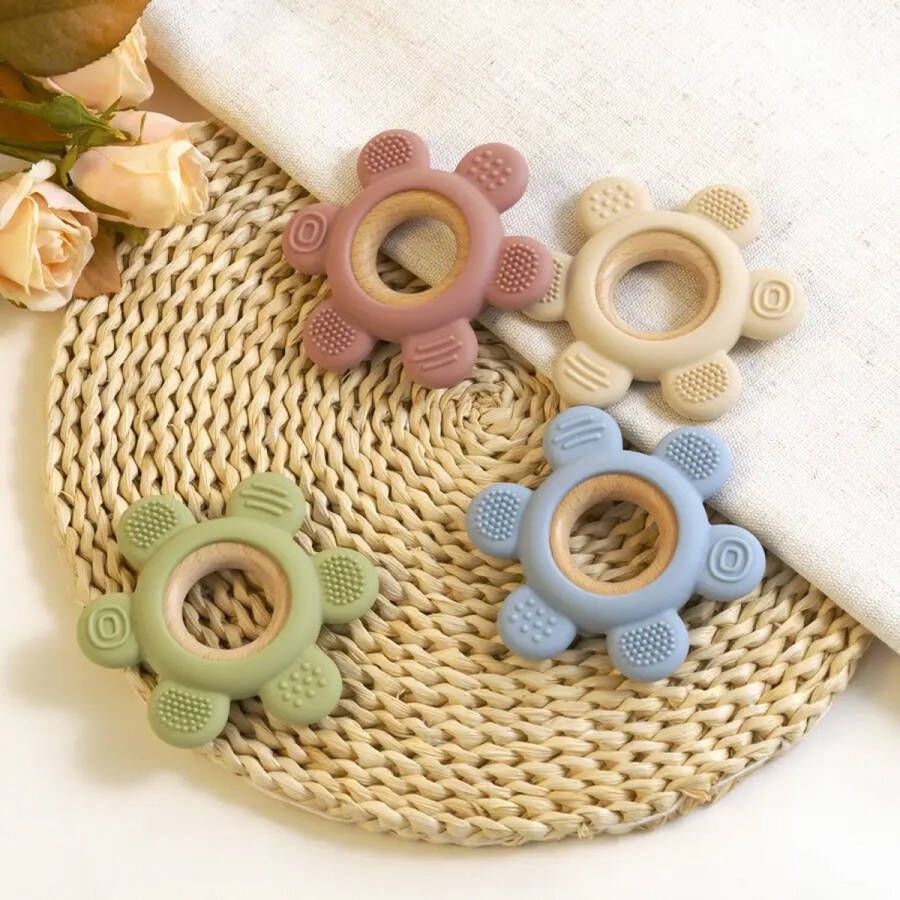 Mila's Webshop Siliconen Bijtring Speelgoed Baby Kauwpeelgoed Beige