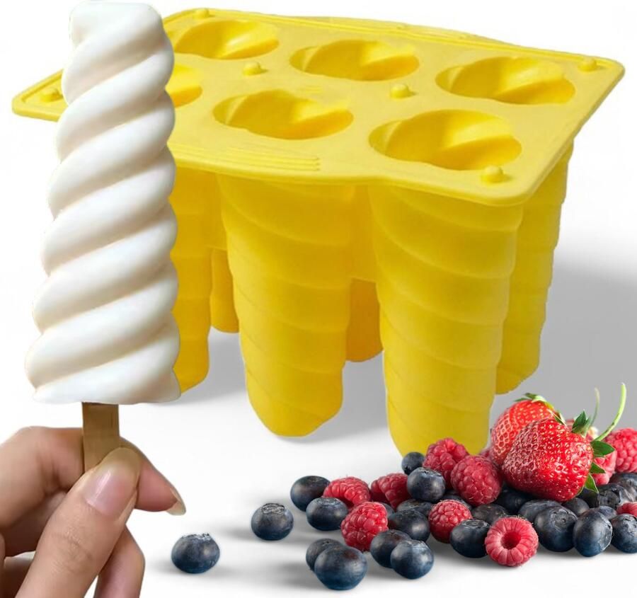 Miliya Ijsvormpjes Ijslolly Vormen Ijsvorm Ijshouder Twister Ijsjeshouders Siliconen BPA Vrij Geel