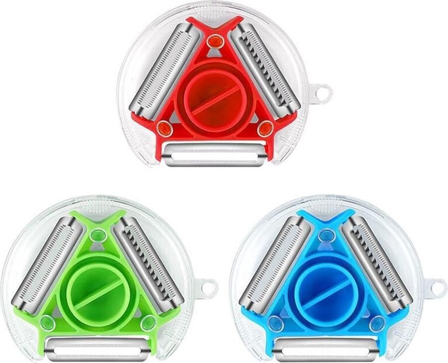 MILLA Magische Dunschiller Roterend Schilmes Schaafmes 3 in 1 Multifunctioneel Schilmesjes Groente & Fruit 3 Pack