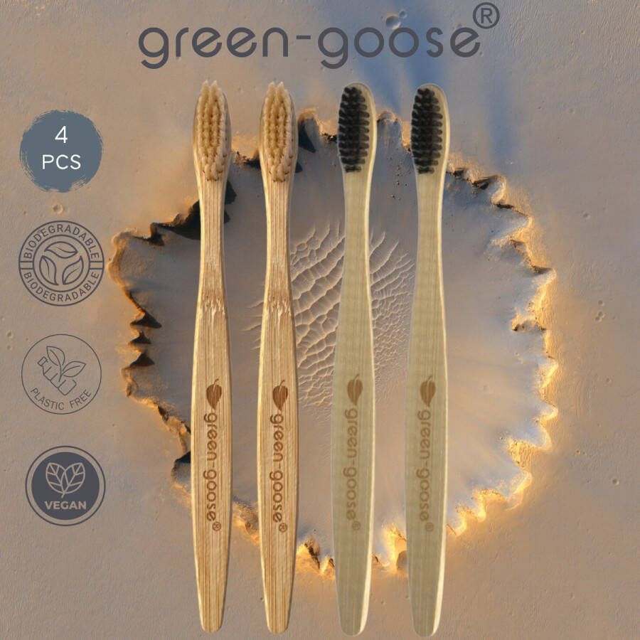 Millanary Bamboe zachte tandenborstels 4STKS | Tand mondverzorging | Bamboe Tandenborstel | Handtandenborstels met verschillende kleuren