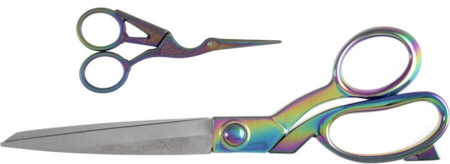 Milward Set Stoffenschaar (25 5cm) & Borduurschaar (11 5cm) Rainbow