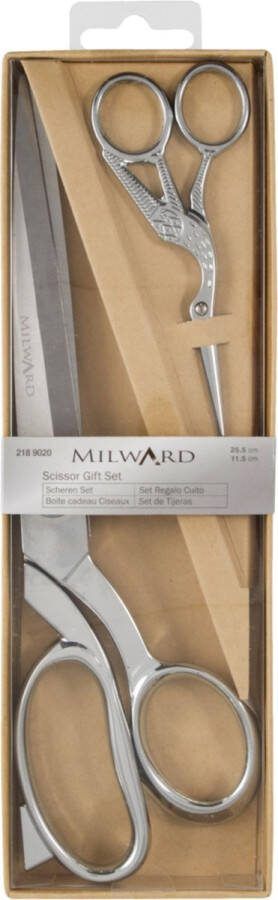Milward Set Stoffenschaar (25 5cm) & Borduurschaar (11 5cm) Silver