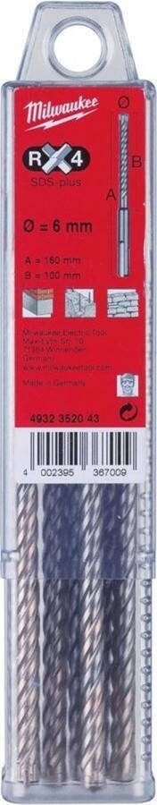 Milwaukee 4932352044 RX4 SDS-Plus Betonboor 4 snijvlakken 7 x 100 x 160mm (10st)
