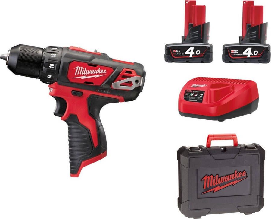 Milwaukee M12 BDD-402C 12V Li-Ion accu boor- schroefmachine set (2x 4.0Ah accu) in koffer