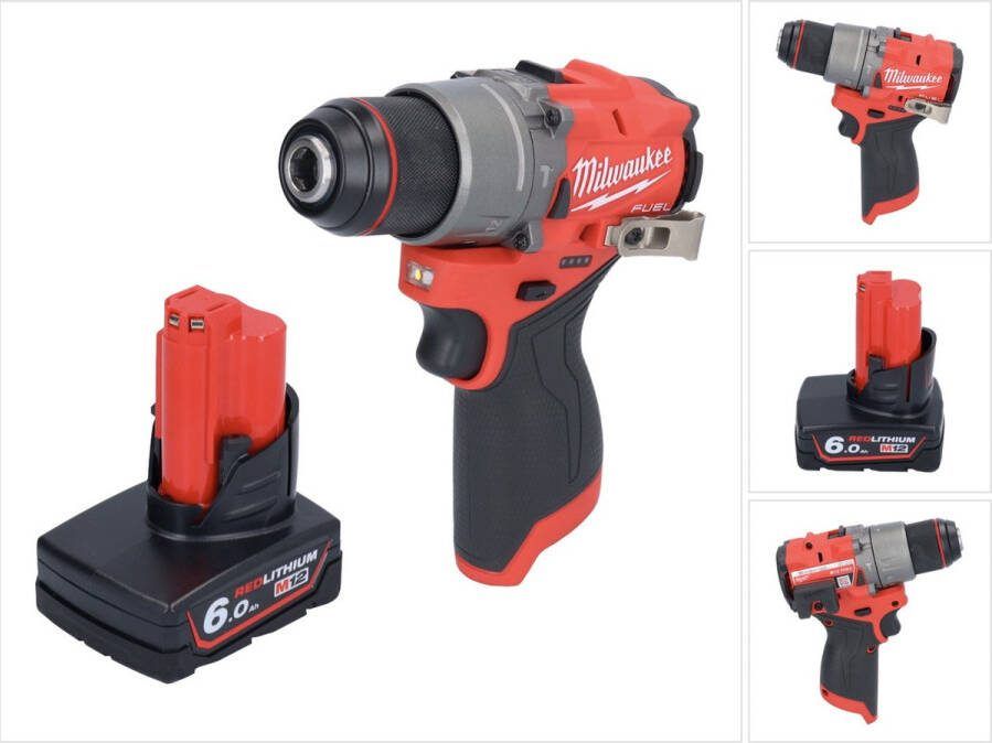 Milwaukee M12 FPD2-601 accu klopboormachine 12 V 45 Nm borstelloos + 1x oplaadbare accu 6.0 Ah zonder oplader