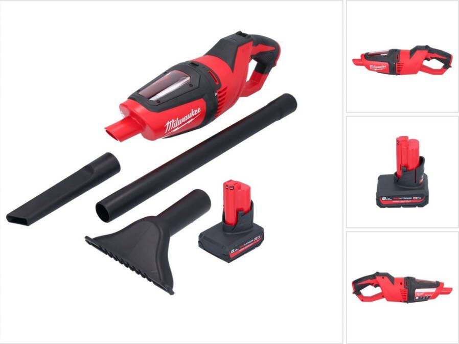 Milwaukee M12 HV-501 snoerloze stofzuiger 12 V + 1x accu 5.0 Ah zonder lader