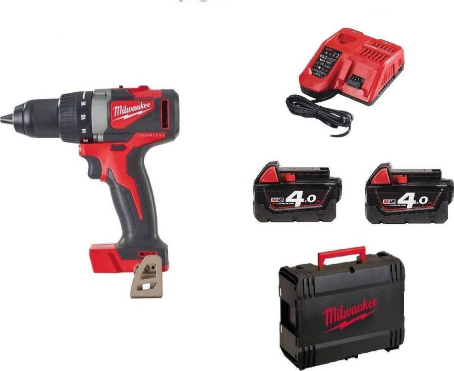 Milwaukee M18 BLDD2-402X 18V Li-Ion accu schroefboormachine set in HD-box koolborstelloos 82Nm