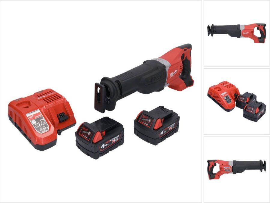 Milwaukee M18 BSX-402 accu reciprozaag 18 V + 2x accu 4.0 Ah + lader