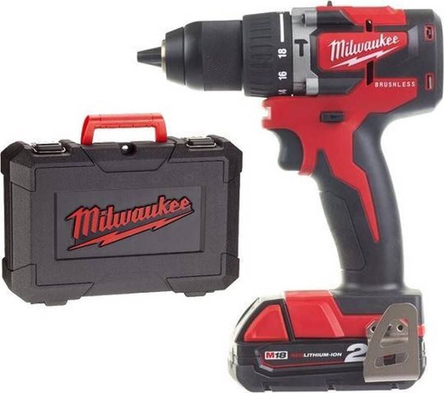 Milwaukee M18 CBLPD-202C 18V Li-Ion accu klopboor- schroefmachine set (2x 2.0Ah accu) in koffer koolborstelloos