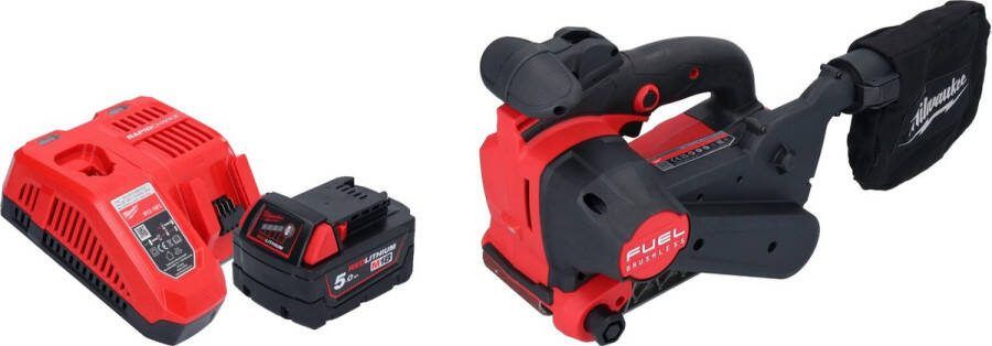 Milwaukee M18 FBTS75-501 accu bandschuurmachine 18 V 75 x 457 mm borstelloos + 1x oplaadbare accu 5.0 Ah + lader
