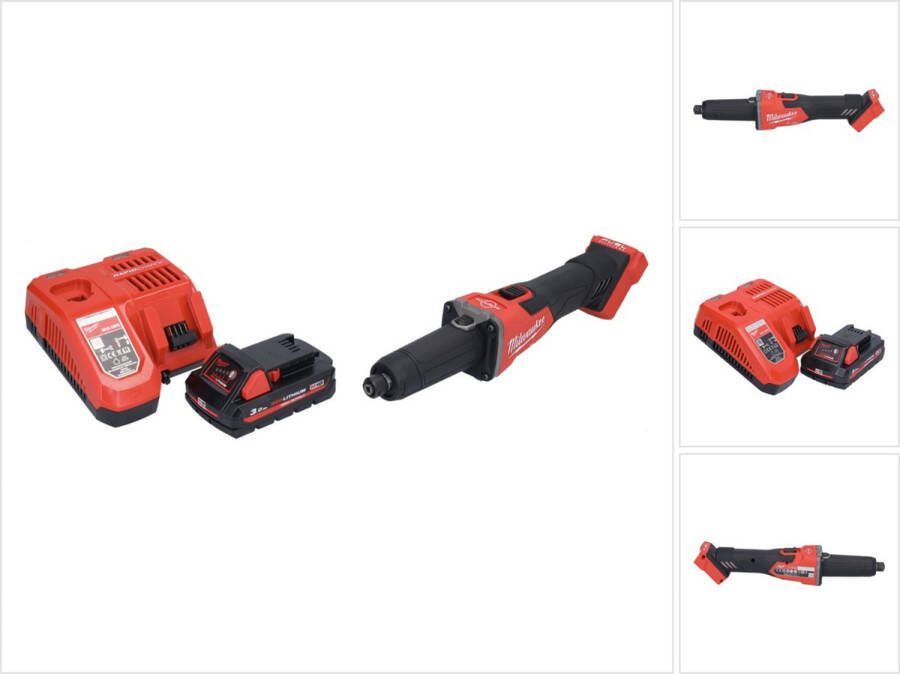 Milwaukee M18 FDGRB-301 Snoerloze rechte slijpmachine 18 V 50 mm borstelloos + 1x oplaadbare batterij 3.0 Ah + lader