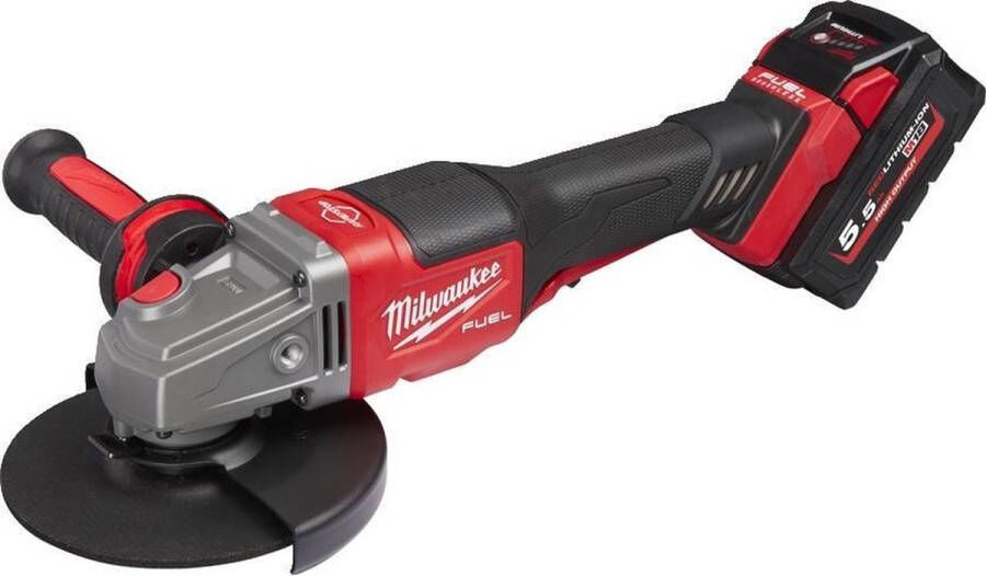 Milwaukee M18 FHSAG125XPDB-552X Accu Haakse Slijper 125mm met peddelschakelaar 18V 5.5Ah Li-Ion M18 FUEL™ in HD-Box 4933471080