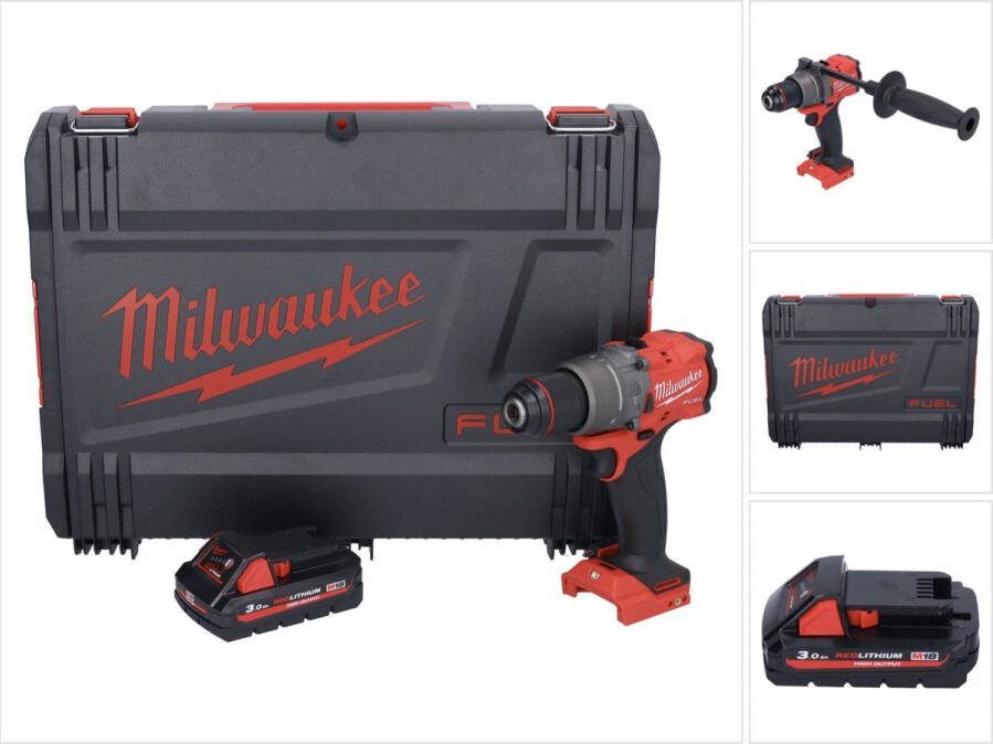 Milwaukee M18 FPD3-301X accu klopboormachine 18 V 158 Nm borstelloos + 1x oplaadbare accu 3.0 Ah + HD box zonder oplader