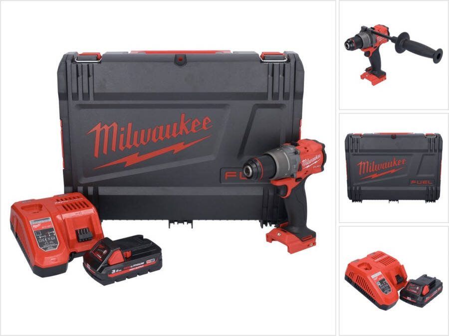 Milwaukee M18 FPD3-301X accu klopboormachine 18 V 158 Nm borstelloos + 1x oplaadbare accu 3.0 Ah + lader + HD doos