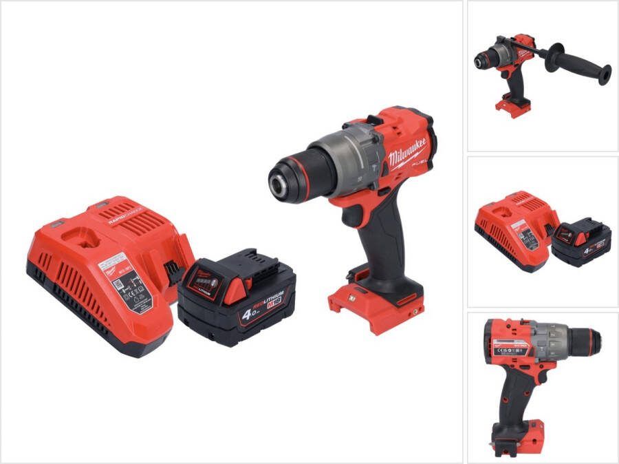 Milwaukee M18 FPD3-401 accu klopboormachine 18 V 158 Nm borstelloos + 1x oplaadbare accu 4.0 Ah + lader