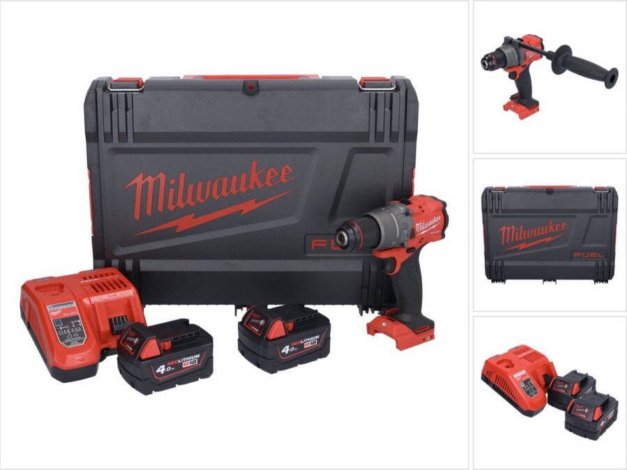 Milwaukee M18 FPD3-402X accu klopboormachine 18 V 158 Nm borstelloos + 2x accu 4.0 Ah + lader + HD doos