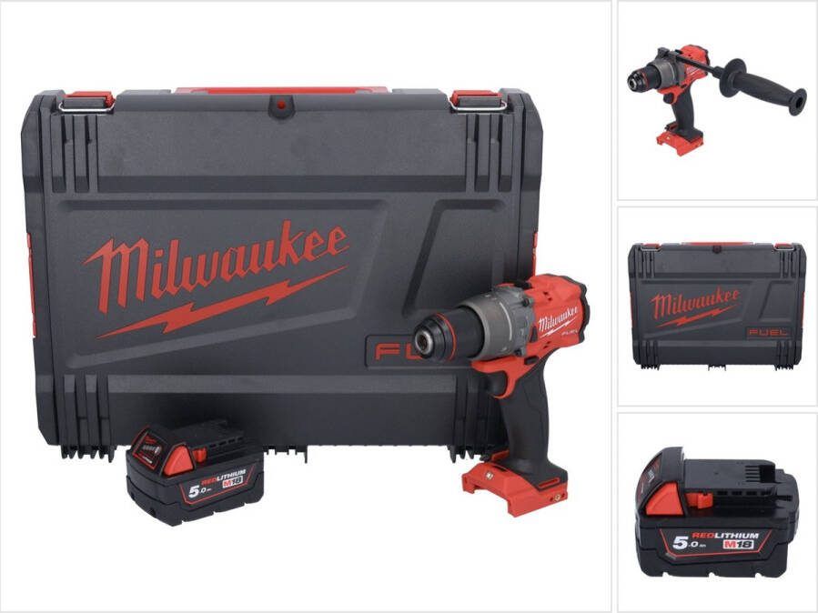 Milwaukee M18 FPD3-501X accu klopboormachine 18 V 158 Nm borstelloos + 1x oplaadbare accu 5.0 Ah + HD box zonder lader