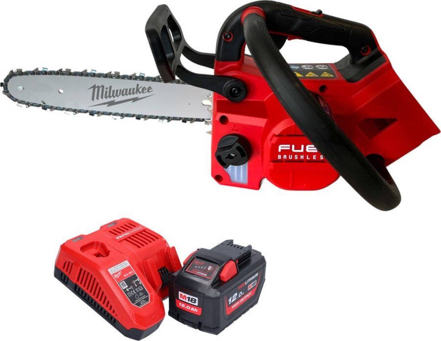 Milwaukee M18 FTHCHS30-121 Snoerloze Bovenhandgreep Kettingzaag 18 V 30 cm + 1x accu 12.0 Ah + lader
