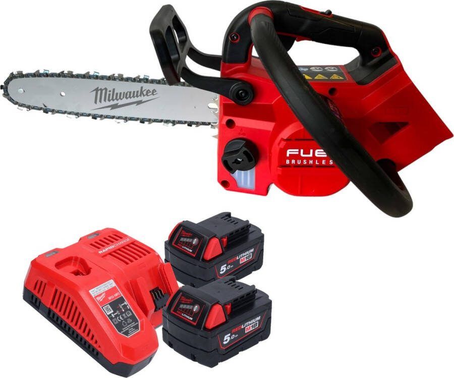Milwaukee M18 FTHCHS30-552 Snoerloze Bovenhandgreep Kettingzaag 18 V 30 cm + 2x accu 5.0 Ah + lader