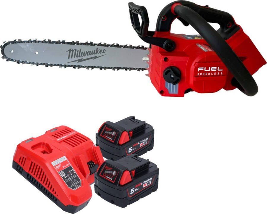 Milwaukee M18 FTHCHS35-552 Snoerloze Bovenhandgreep Kettingzaag 35 cm + 2x accu 5.0 Ah + lader