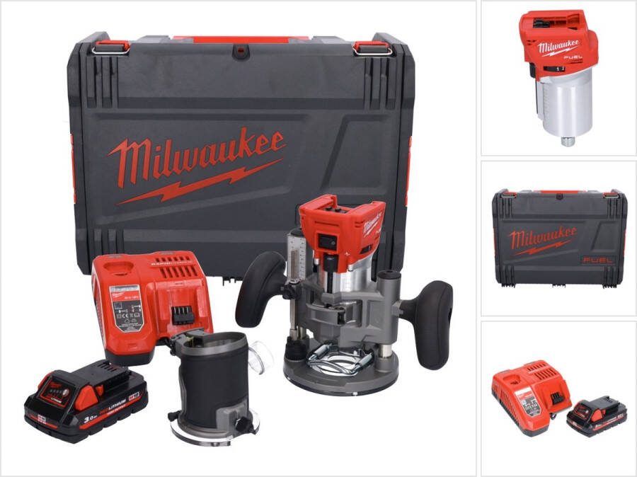 Milwaukee M18 FTR-301X accu bovenfrees 18 V borstelloos + 1x accu 3.0 Ah + lader + bovenfreesmodules + HD doos