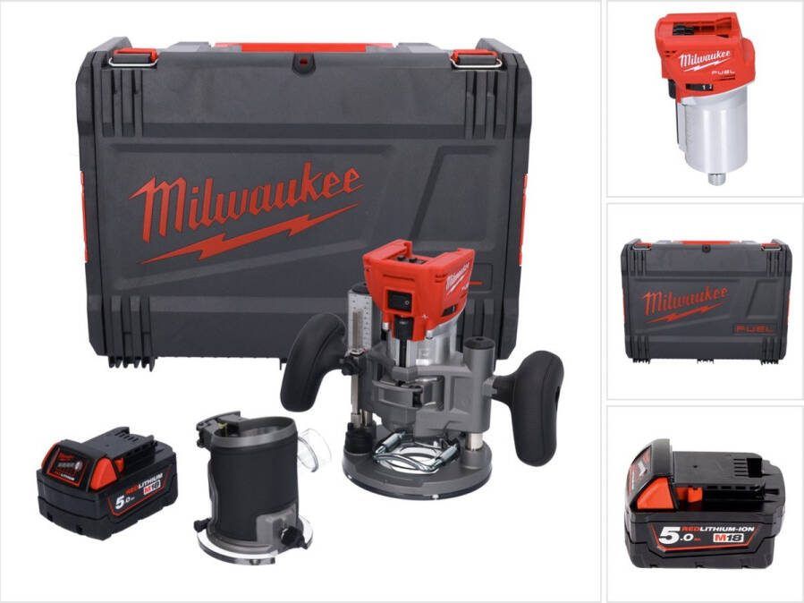 Milwaukee M18 FTR-501X accu bovenfrees 18 V borstelloos + 1x accu 5.0 Ah + bovenfreesmodules + HD doos zonder lader