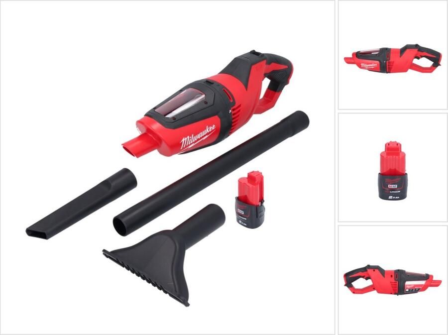 Milwaukee M12 HV-201 snoerloze stofzuiger 12 V + 1x oplaadbare batterij 2.0 Ah zonder oplader