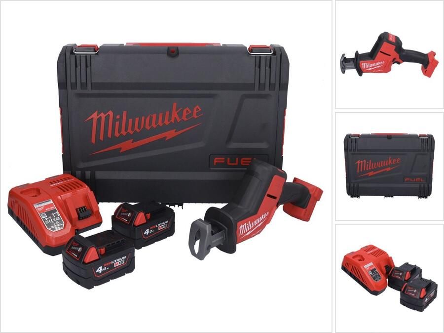 Milwaukee M18 FHZ-402X accu reciprozaag 18 V 22 mm borstelloos + 2x accu 4.0 Ah + lader + HD doos