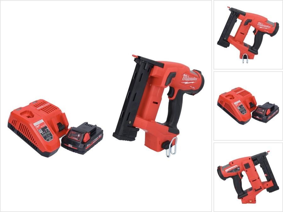 Milwaukee M18 FNCS18GS-301X accu tacker 18 V 9 5 38 mm borstelloos + 1x oplaadbare batterij 3.0 Ah + lader + HD doos