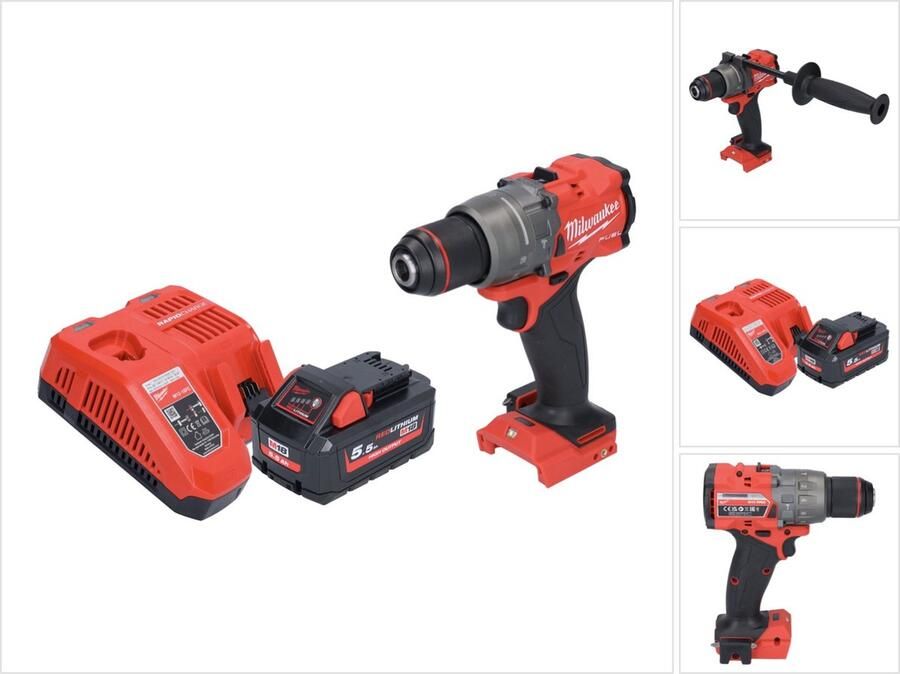 Milwaukee M18 FPD3-551 accu klopboormachine 18 V 158 Nm borstelloos + 1x oplaadbare accu 5 Ah + lader