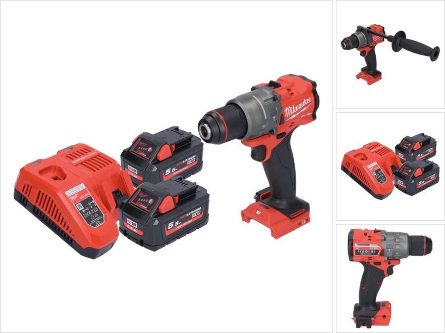 Milwaukee M18 FPD3-552 accu klopboormachine 18 V 158 Nm borstelloos + 2x oplaadbare accu 5 Ah + lader