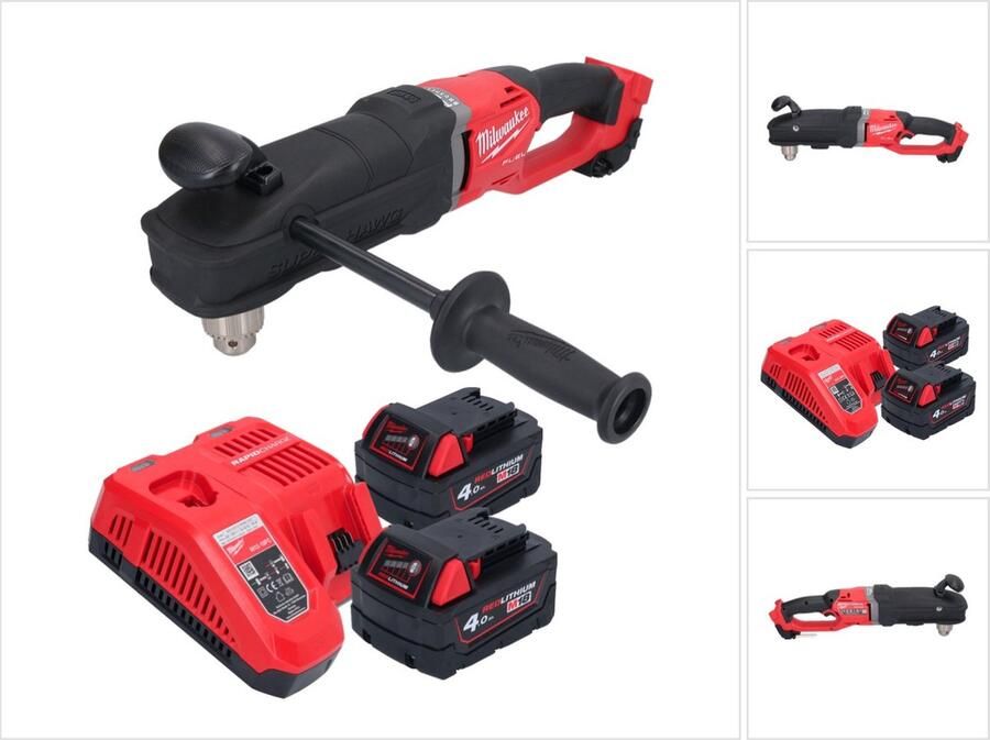 Milwaukee M18 FRAD2-402 Snoerloze haakse boormachine 18 V 122 Nm borstelloos + 2x accu 4.0 Ah + lader